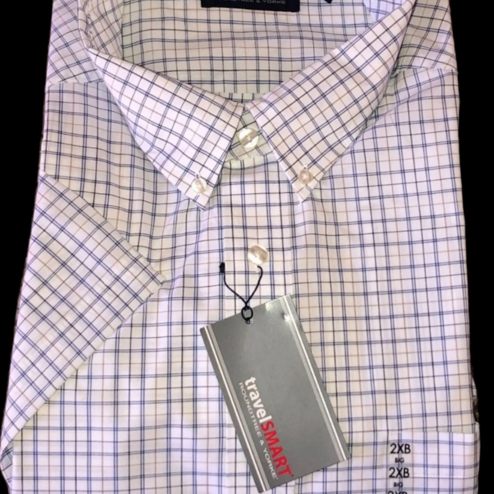 New Men's Short Sleeve Dress Shirt Size 2XB~Roundtree and Yorke